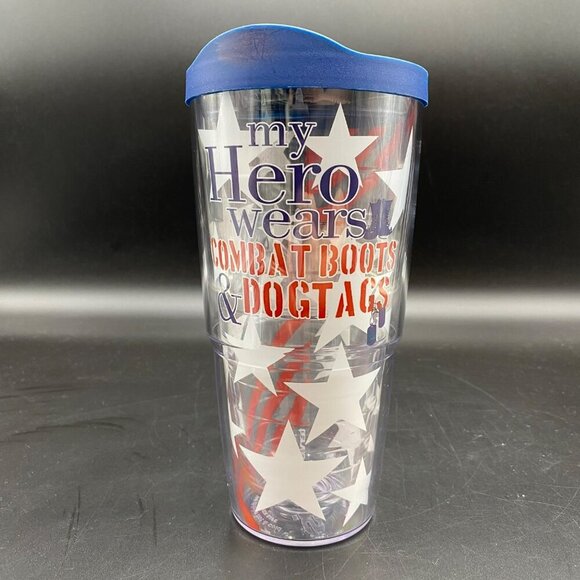 Tervis "My Hero Wears Combat Boots & Dogtags" 24oz Tumbler w/Lid - Picture 1 of 6